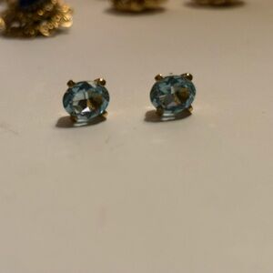 Elegant Blue Gemstone Stud Earrings